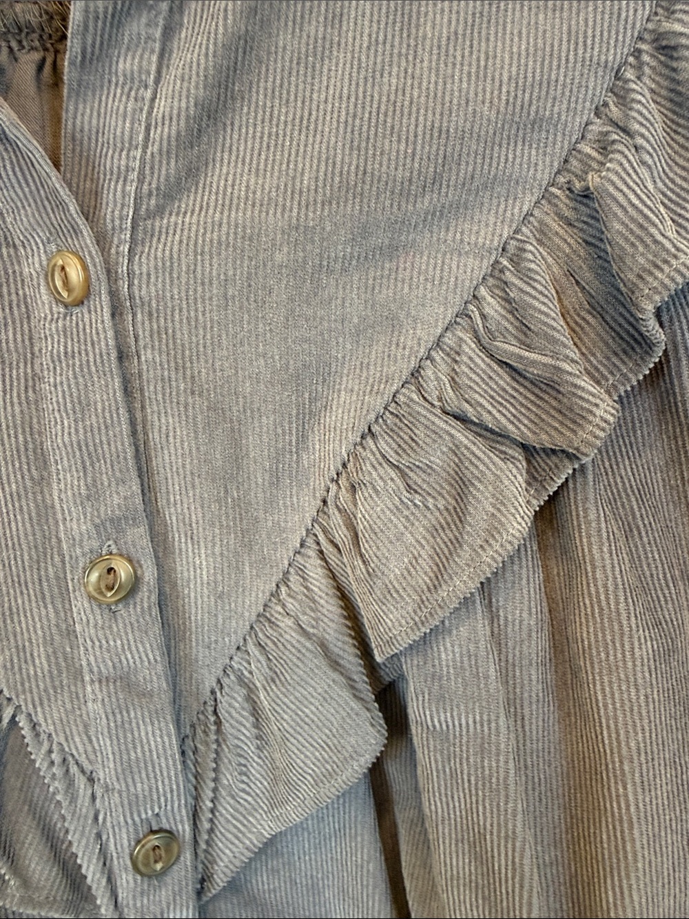 Universal Thread Ruffle-Yoke Button Front Mini Dress - Slate Gray - Picture 3 of 4